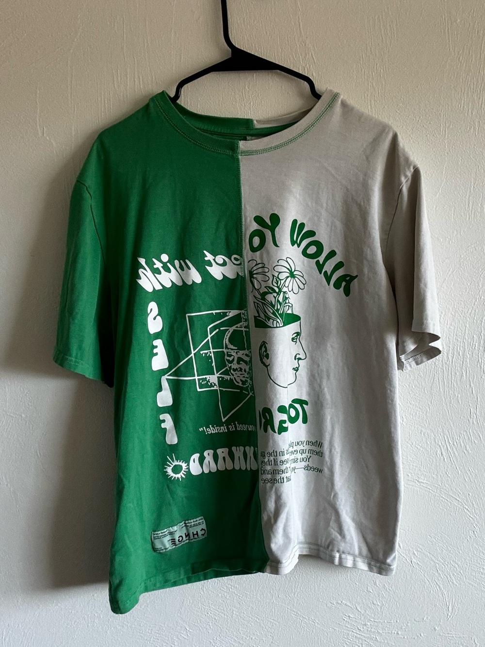 CHNGE Green and Gray Split Graphic Short Sleeve Tee